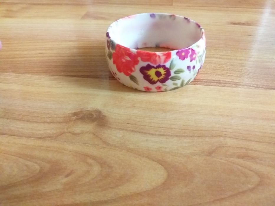 Szeroka bransoletka w kwiaty etno boho retro true vintage