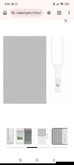 Estore de enrolar 135x210 cm Cinzento Claro Prateado