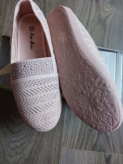 Espadryle firmy new meini- pudrowy róż