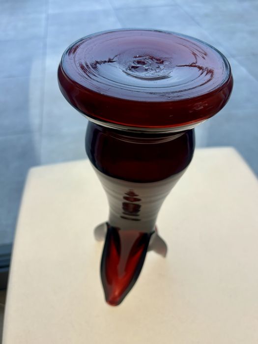 Rubinowy Wazon Huta Szkła Wołomin Tadeusz Szymanowski lata 1960te PRL