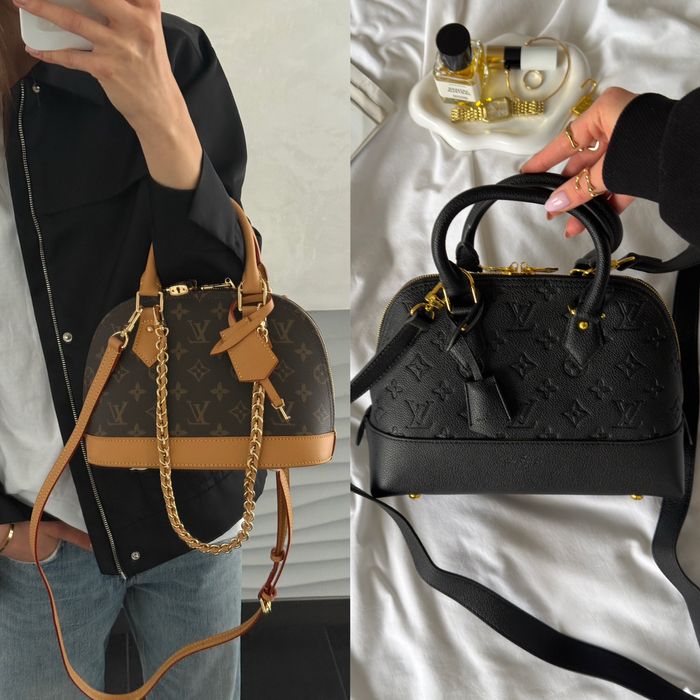 Сумка Louis Vuitton Alma BB Bag коричнева, чорна