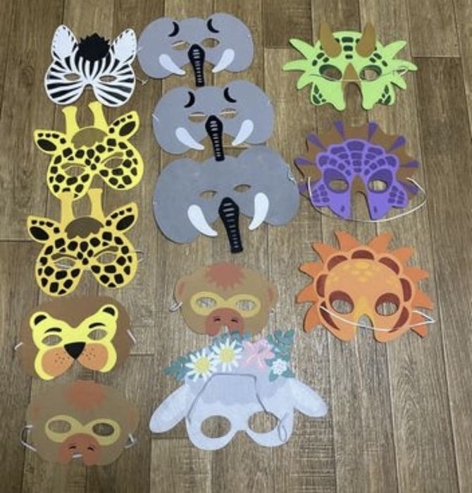 Маска овечки , звіряток та динозаврів,