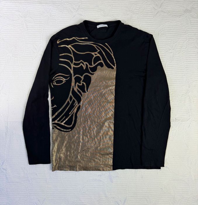 Longsleeve Versace Collection Meduza Big Logo Złoto Czarny 528