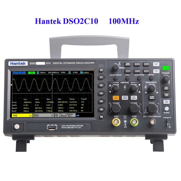 Hantek DSO-2C10-2-х канальний цифровий осцилограф 100 MHz