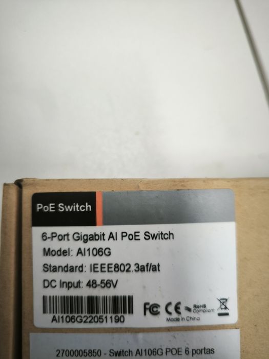 PoE Gigabit AI de 6 portas Hored AI106G