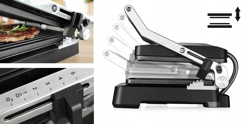 Grill elektryczny OPIEKACZ rozkładany 6 programów 2 termostaty TIMER