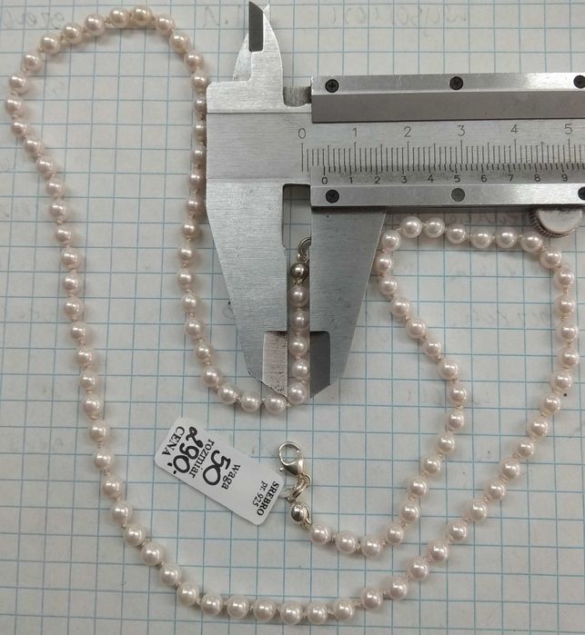 Korale Perły Białe Drobne 4mm rozmiar 50cm Srebro 925 Nowe