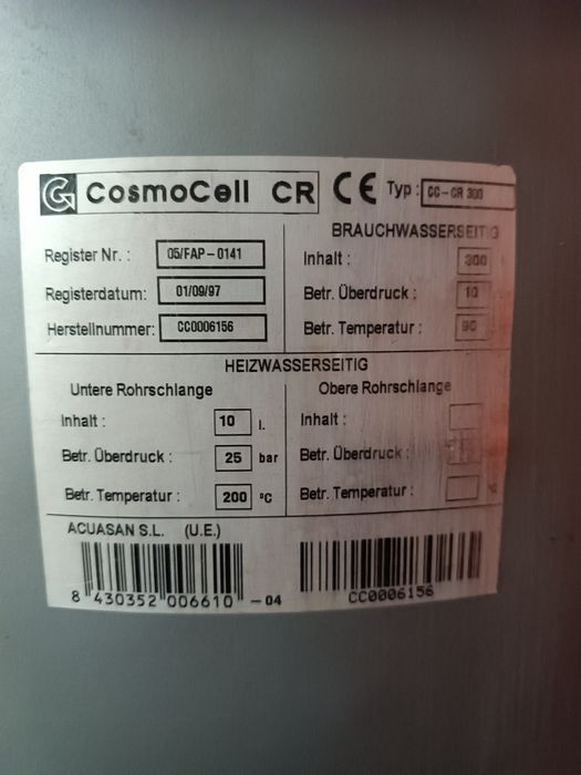 Bojler 300L ze stali nierdzewnej wężownicą/ elektryczny