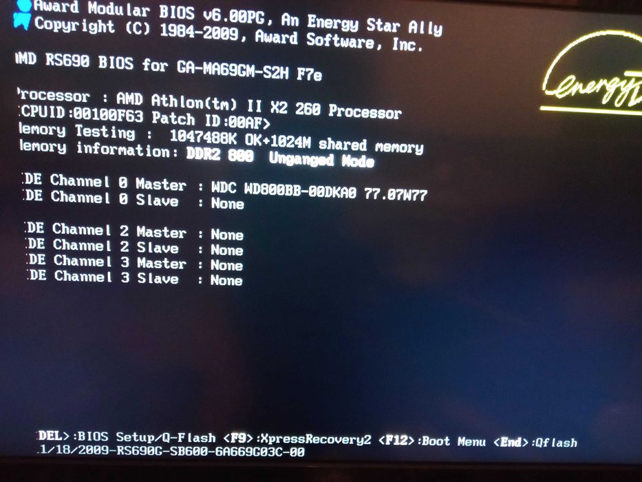 Комплект Gigabyte GA-MA69GM-S2H + Athlon II X2 260 + кулер + ОЗУ 2 Гб