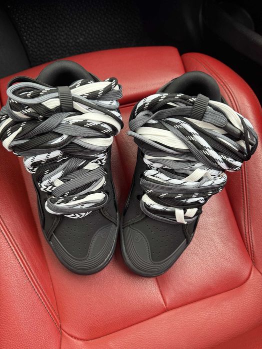 (БЕЗ ПЕРЕДОПЛАТИ)Lanvin Curb Sneaker Black Grey ланвін керб чорно сірі