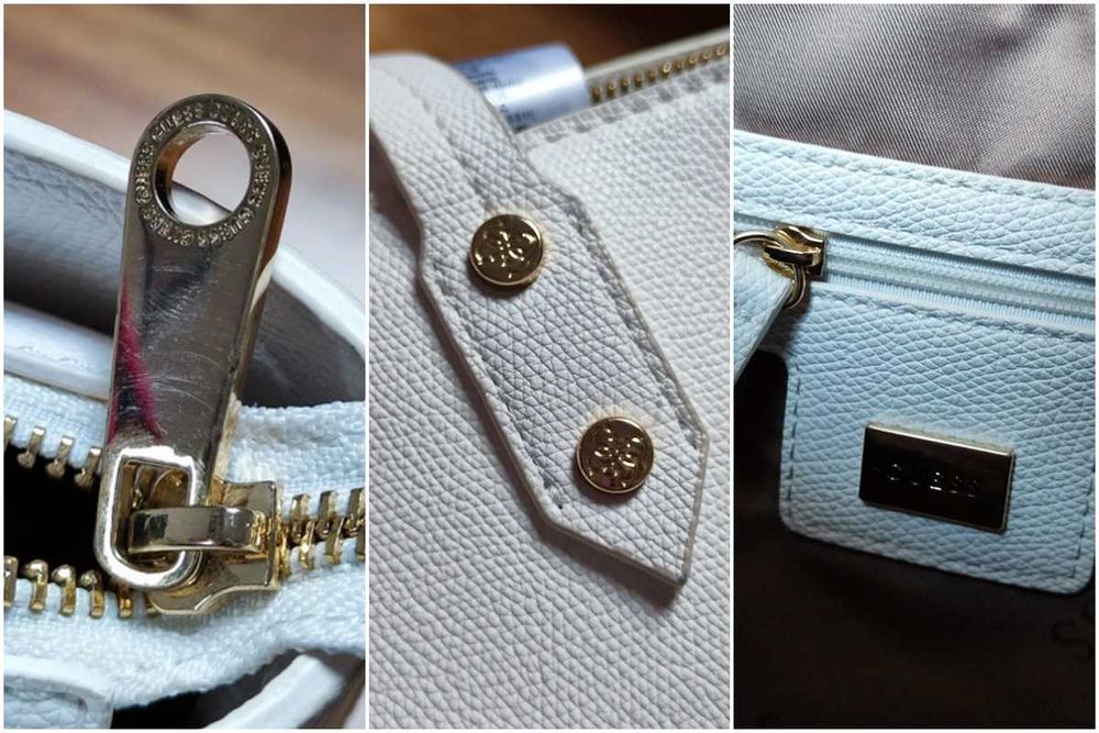 Guess torba Genevieve shopper bag shopperka torebka biała saffiano