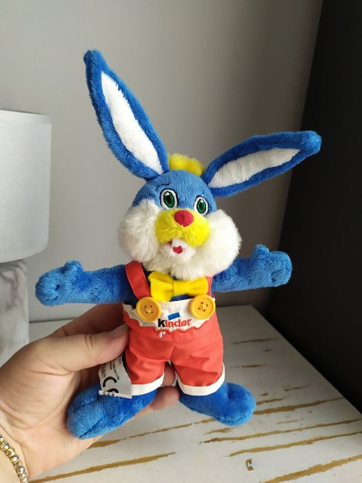 Kinder królik zajac niebieski maskotka pluszak przytulanka