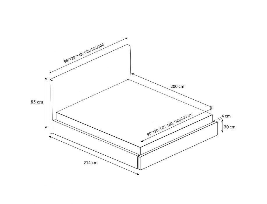Łóżko tapicerowane ROKO z pojemnikiem, stelażem 90/120/140/160/180x200