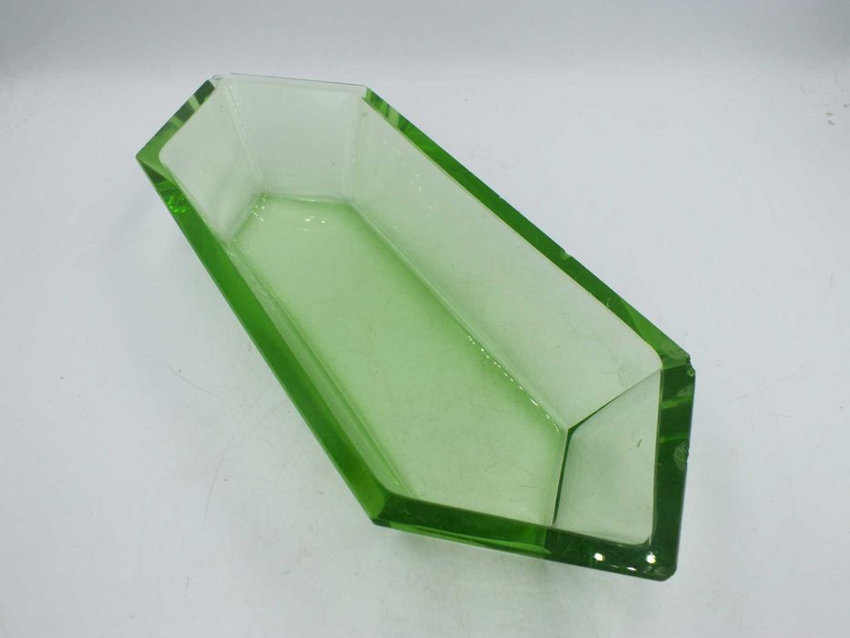 Salaterka  styl ART-DECO Szkło kolor URANOWY