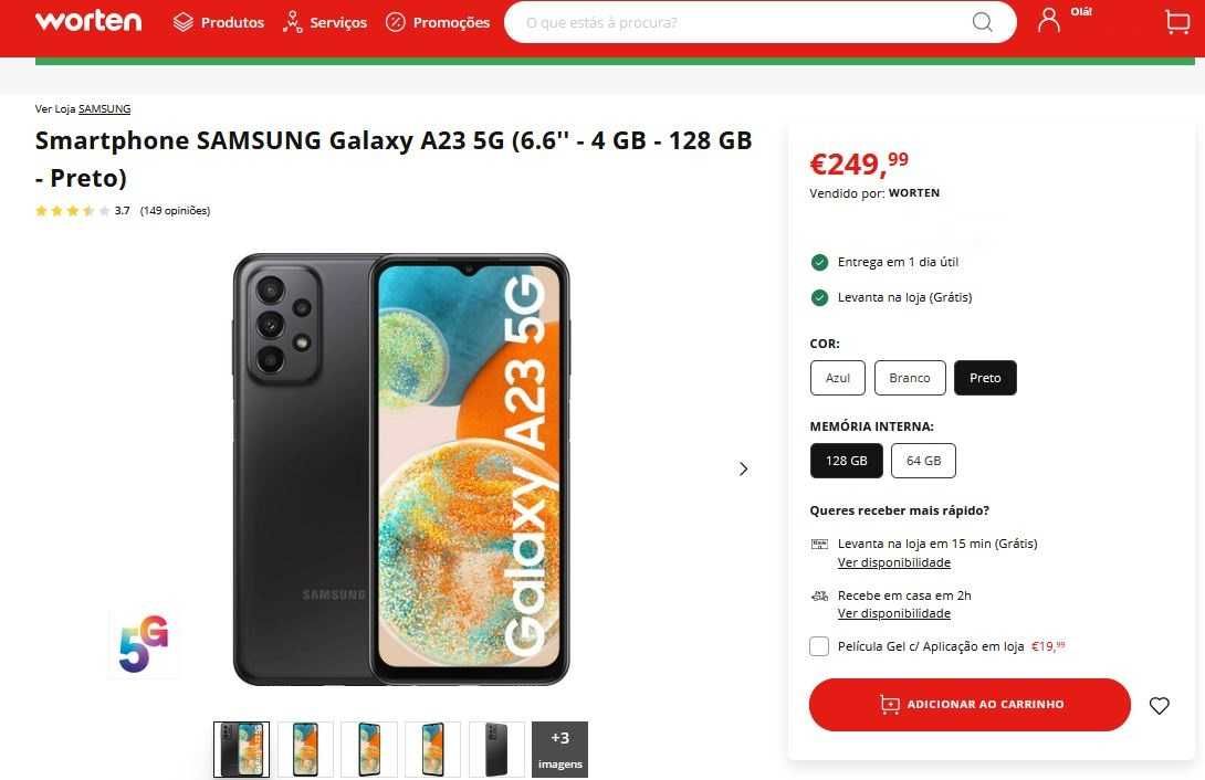 SAMSUNG Galaxy A23 5G 128 GB - Preto - Desbloqueado - NOVO Santa Clara •  OLX Portugal