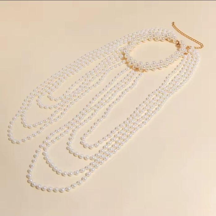 Украшение на шею чокер тело портупея бусы колье жемчуг