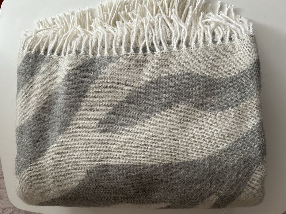 Плед напіввовняний 140х160 Молочно-сірий