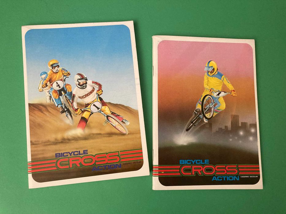 Colecção de 4 Cadernos Escolares Bicycle Cross Action Ambar Anos 80