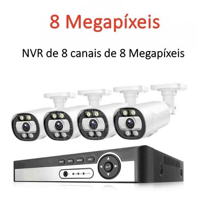 Kit NVR ‼️ 8 Canais ‼️ 4 Câmaras 4K ‼️ 8MP ‼️ Reconhecimento de Rosto