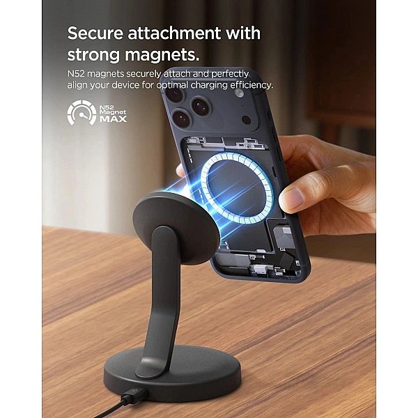 Spigen Ef151Ms Essential Magnetic Magsafe Wireless Charger 15W Black