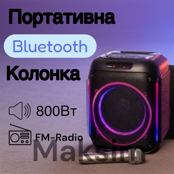 Портативна колонкаZXX-5502 800Вт 28,5х27,0х36,5см потужна колонка