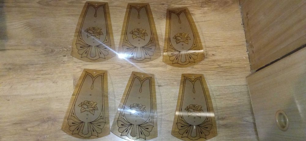 Szklane panele do lampy kinkietu witrażowe róże kokarda