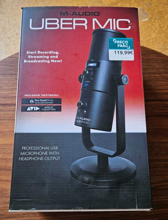 Microfone Condensador M-Audio Uber Mic com Manuais e Acessórios