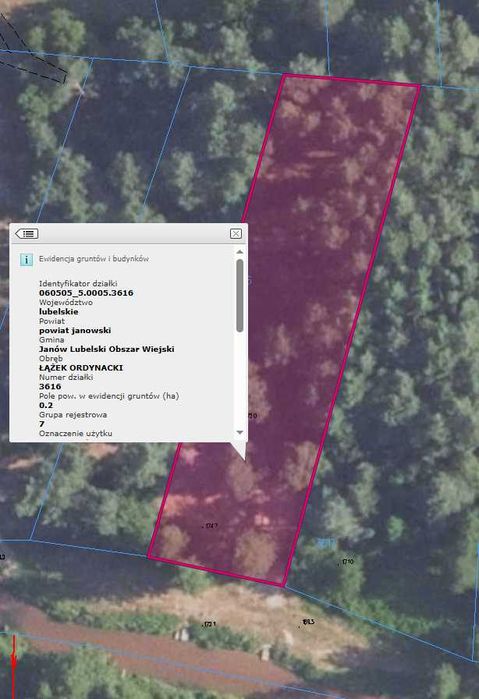 działka nad rzeką Bukowa od strony Łążku Garncarskiego