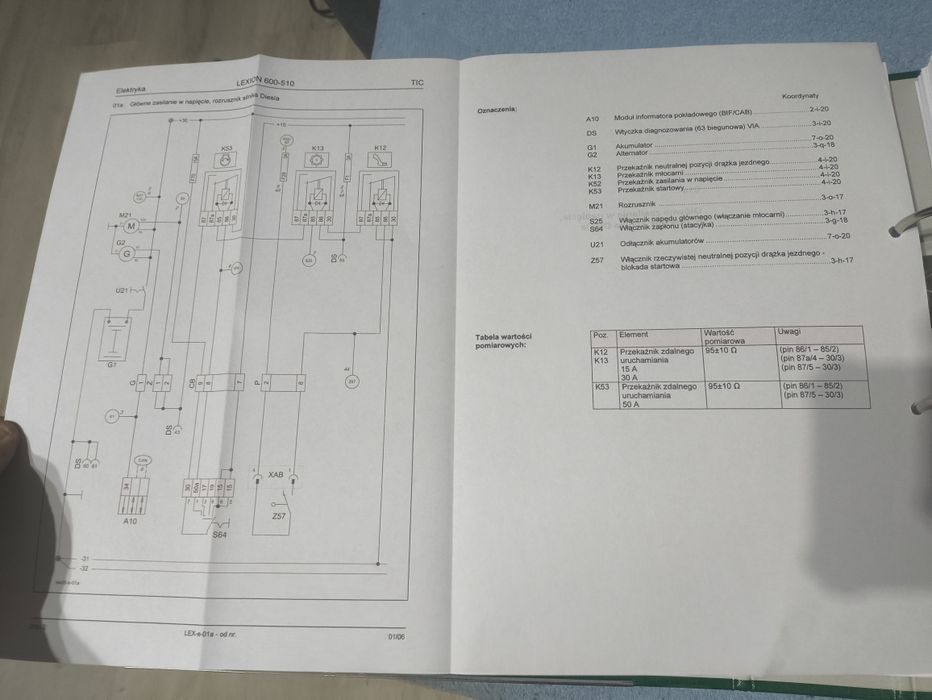 Książka elektryka hydraulika Claas Lexion 510-600