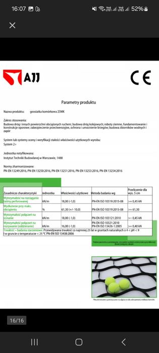 Geokrata na skarpę na parking geosiatka 2,5cm