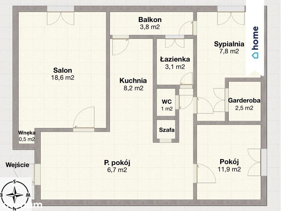 3 pokoje, LSM, ul. Grażyny, do wejścia