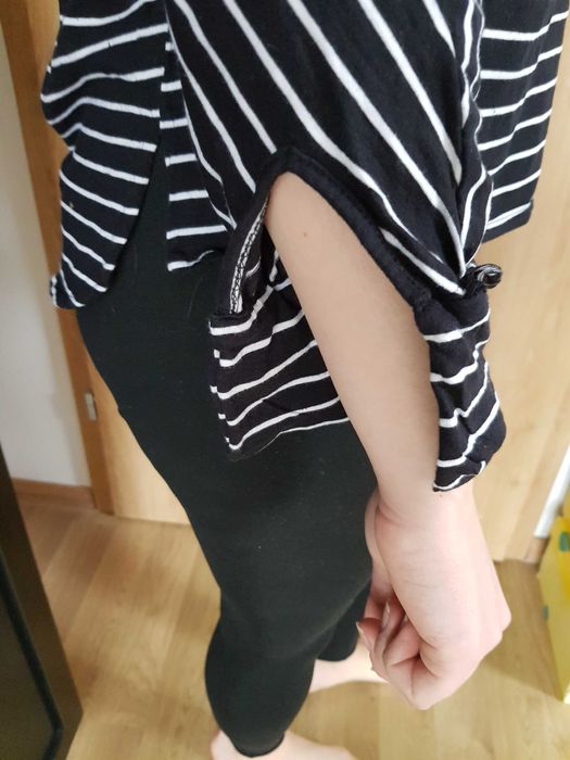 bluzka sweterek violeta by mango M/38 czarna białe paski