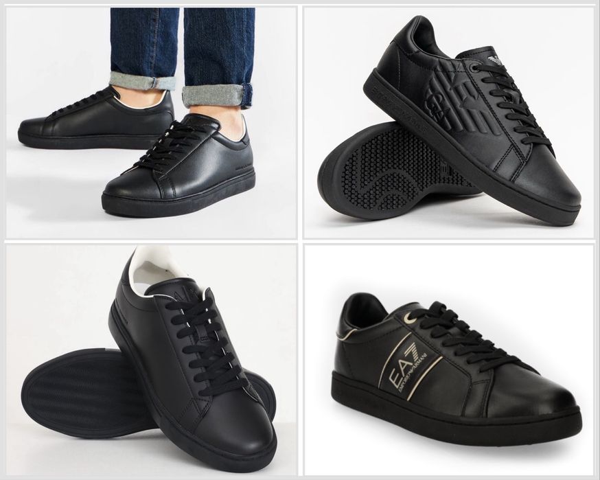 Чоловічі кросівки  Emporio Armani  40 41 армані Armani Exchange 43  оригінал чорні шкіра шкіряні нові Мужские кроссовки
