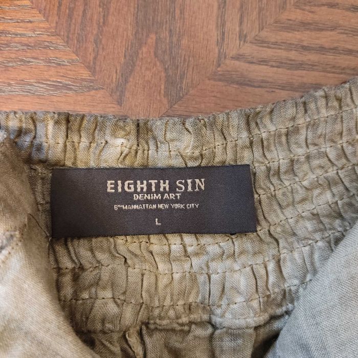 Штани лляні льон з ефектом забруднення вкорочені капрі eighth sin denim art