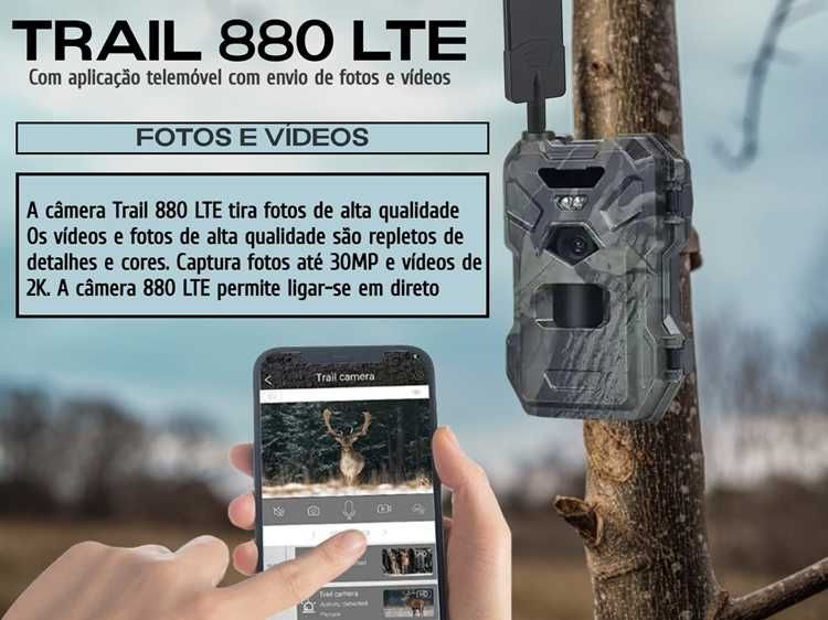 Câmera 880 LTE com aplicação telemóvel com envio de fotos e vídeos
