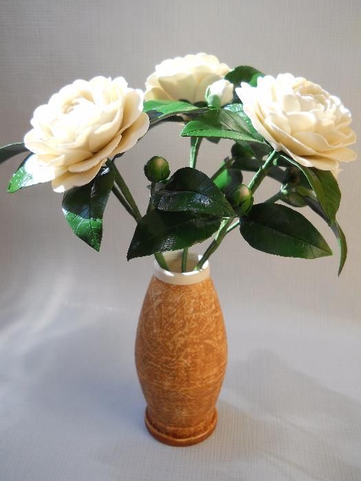 Букет цветов камелии из холодного фарфора. Ручная работа. Подарок