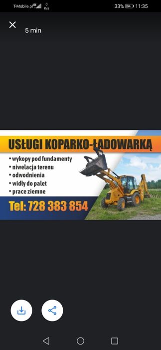 Usługi minikoparką koparko-ładowarka ,wiertnica