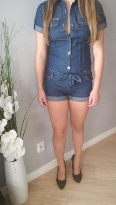 Jeansowy kombinezon jeans spodenki S 36 New Yorker