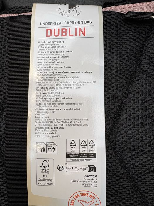 Placaak, torba podróz wakacje ,  wizzar, rayaner,spilbergen, , samolot