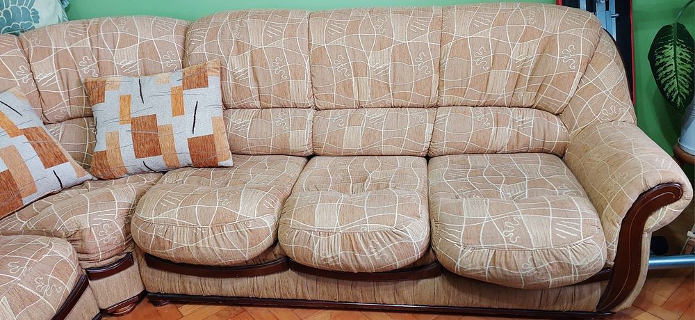 Kanapa rozkładana Narożnik 3-częściowy z funkcją spania + schowek + fo