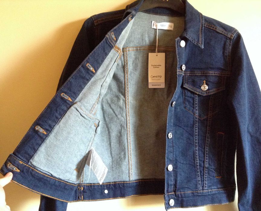 Джинсовая куртка джинсовка темно-синяя Mango