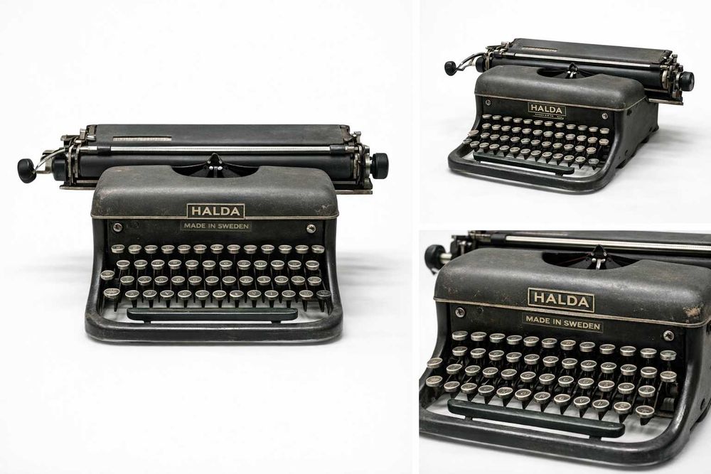 Máquina de Escrever Antiga Halda – Vintage Sueca