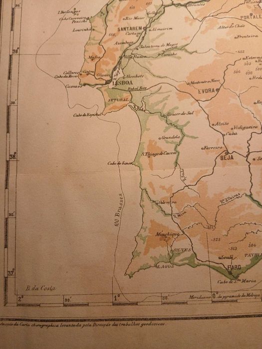 Mapa Portugal - Carte Hypsométrique du Portugal 1900