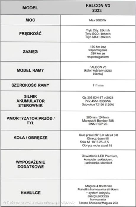 Falcon V3 E-bike - rower elektryczny
