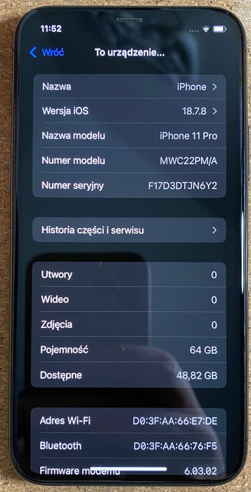 iPhone 11 Pro 64GB Space Gray - Nowa Bateria 100% - Wrocław