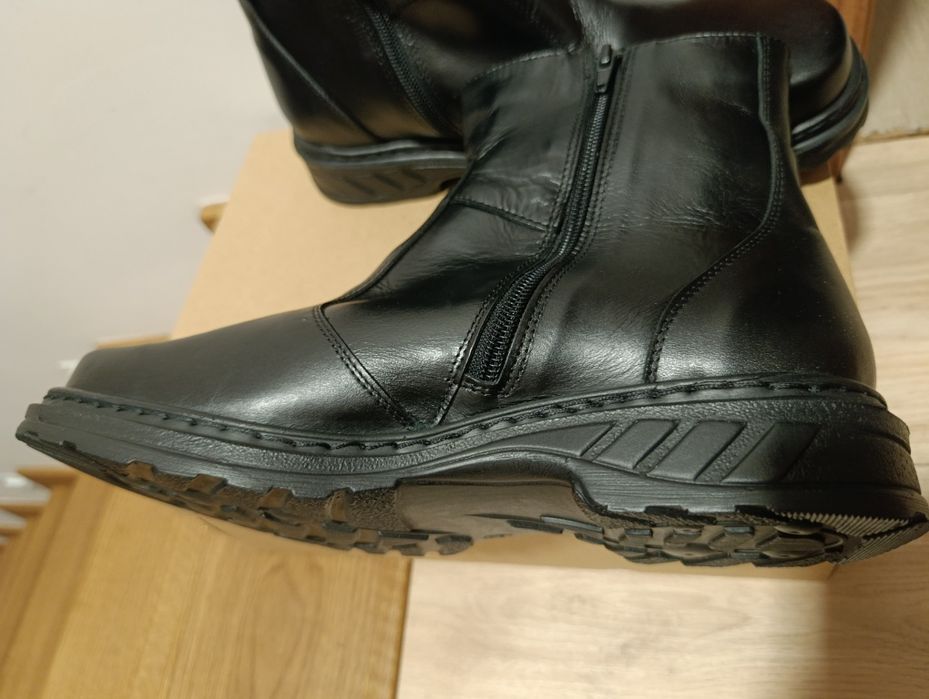 Buty męskie trzewiki ocieplane skóra za kostkę czarne 43 skórzane botk