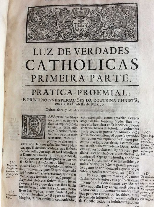 Luz de verdades catholicas, e explicação da doutrina, 2.ª Edição, 1744