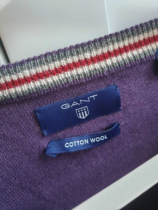 Fioletowy sweter Gant wełniany bawełniany L