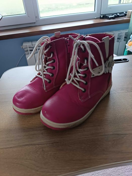 Dziecięce dziewczęce zimowe skórzane botki Buty Hasby 2222A