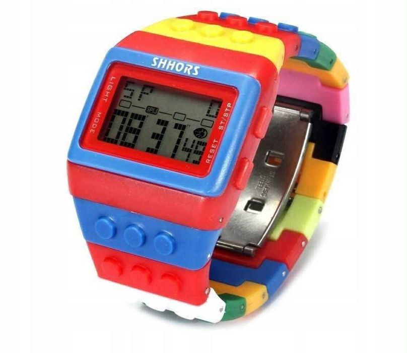 LEGOcyfrowy zegarek dziecięcy kolorowy klocki lego kwarcowy alarm data